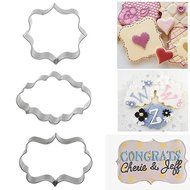 Fashionclubs 3pcs Stainless Steel Plaque Frame Biscuit Cookie Fondant Cutter Mold N2