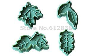 New 4pcs/set Cookie Cutter Plunger Pie Crust Cutters Biscuit Mold Leaves Set