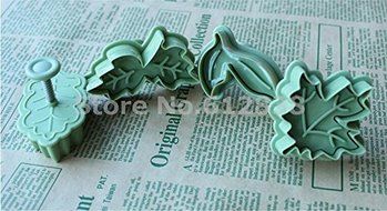 New 4pcs/set Cookie Cutter Plunger Pie Crust Cutters Biscuit Mold Leaves Set N2