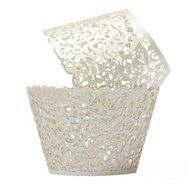 Elensan 100pcs Filigree Little Vine Lace Laser Cut Cupcake Wrapper Liner Baking Cup Muffin Case Trays Wedding... N3