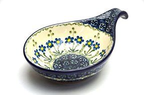 Polish Pottery Spoon/Ladle Rest - Blue Spring Daisy
