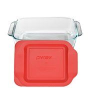 Pyrex 8" Square Baking Dish with Red Plastic Lid N2