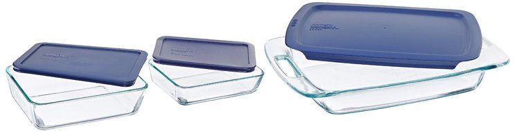 Pyrex Easy Grab 6-Piece Glass Bakeware and Food Storage Set N3