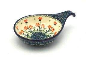Polish Pottery Spoon/Ladle Rest - Peach Spring Daisy