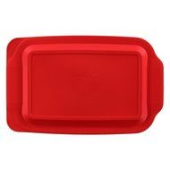 Pyrex Basics 3 Quart Glass Oblong Baking Dish with Red Plastic Lid - 9 inch x 13 Inch by Pyrex N3