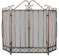 Uniflame, S-1659, 3 Fold Venetian Bronze Screen with Bowed Bar Scrollwork and Doors