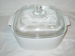 Corning Ware Classic White Glass 4 1/2 Quart Covered Casserole Baking Dish