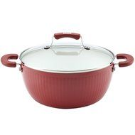 Paula Deen Savannah Collection Aluminum Nonstick 5.5-Quart Covered Casserole, Red