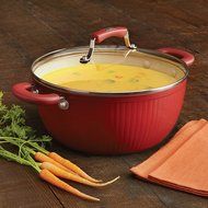 Paula Deen Savannah Collection Aluminum Nonstick 5.5-Quart Covered Casserole, Red N6