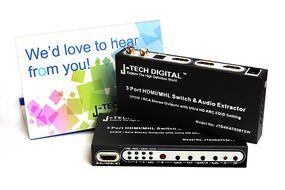 J-Tech Digital &reg; HDMI 1.4 Switch Switcher Box Selector 3 In 1 Out HDMI Audio Extractor Splitter with Optical SPDIF... N2