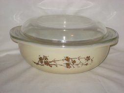 Vintage 1959 Pyrex Golden Branch Hospitality Promotional Round 2 Quart Casserole Baking Dish USA