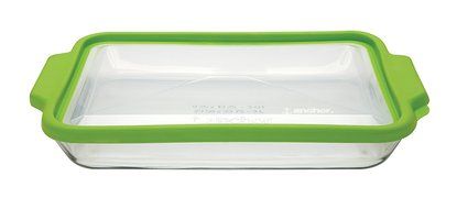 Anchor Hocking 3-Quart Glass Baking Dish with Green TrueFit Lid