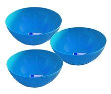 Set of 3 Click Home Design Large Blue 10" x 4.25" Serving and Mixing Bowls 135 Fluid Oz (3, Blue)