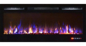 Bombay 36 Inch Crystal Recessed Touch Screen Multi-Color Wall Mounted Electric Fireplace