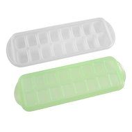 Plastic Cupcake Mould Tray Ice Cube Mold w Cover 16 Slots White Green