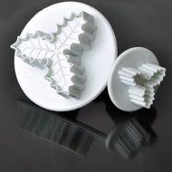 OOOUSE Set of 2pcs Three Leaf Holly plunger Cutter cake decorating fondant embossing tool N2