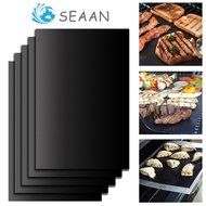 SEAAN 5 Pieces Set BBQ Grill Sheets Mats, 100% Non Stick Safe, Extra Thick, Reusable and Dishwasher Barbecue Grilling... N4