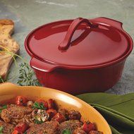 Anolon Vesta Stoneware 2-1/2-Quart Round Casserole, Paprika Red N6