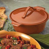 Anolon Vesta Stoneware 2-1/2-Quart Round Casserole, Paprika Red N12