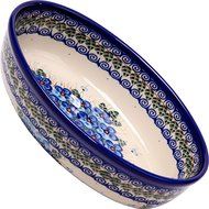 Polish Pottery Ceramika Boleslawiec, 1210/162, Oval Mirek Baker 2, 9 2/3 by 6 7/10 Inches - 5 Cups, Royal Blue...