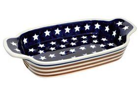 Polish Pottery Stars &amp; Stripes Rectangular Serving Dish