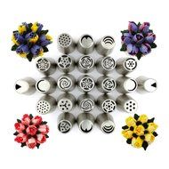 Peicees 23pcs Large Size Russian Piping Tips + 1pcs Tri-color Coupler Cake Candy Cupcake Decoration Tools Set