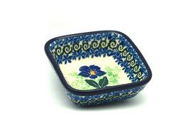 Polish Pottery Dish - Food Prep - Blue Pansy
