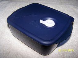 Tupperware Vent N Serve Medium Dish 4 1/4cup Indigo/Mist with Gray Vent N2