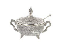 Rosh Hashanah Honey Dish. 3 Piece Silver Plated Honey Dish