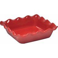 Emile Henry Ruffled Square Baking Dish 9.4&quot; - Burgundy