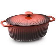 Paula Deen 5 Quart Covered Oval Cast Iron Casserole, Red 51544