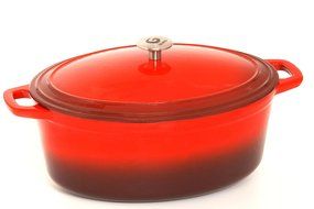 Guro Enameled Cast Iron Oval Dutch Oven Casserole, Red , 7.4QT