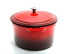 Guro Enameled Cast Iron Oval Dutch Oven Casserole, Red , 7.4QT N3