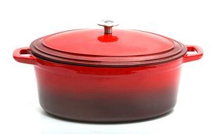 Guro Enameled Cast Iron Oval Dutch Oven Casserole, Red , 7.4QT N5