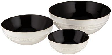Le Creuset of America Stoneware Multi Bowls (Set of 3), White/Black