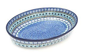 Polish Pottery Baker - Oval - Large - Aztec Sky