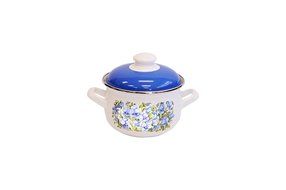 Europeware K15289/14 2.2 quart Decorative Enamel Casserole Pan, Small, Blue