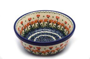 Polish Pottery Bowl - Soup and Salad - Peach Spring Daisy