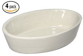 ITI Ceramic Casserole Oven Bakers with Pan Scraper, 4-Pack (14 Ounce, Bone White)