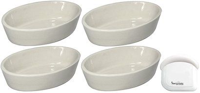 ITI Ceramic Casserole Oven Bakers with Pan Scraper, 4-Pack (14 Ounce, Bone White) N2