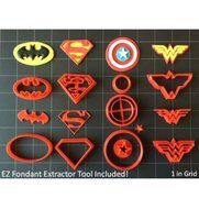 Super Hero Cookie Cutter (Set A) / Fondant Cutter / Cupcake Topper - (14pc Set) (3 inch) N3