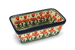 Polish Pottery Baker - Mini Loaf Pan - Peach Spring Daisy