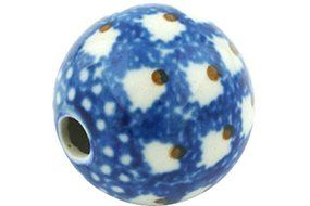 Polish Pottery Bead 1-inch Brown Eyed Peacock N2