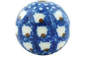 Polish Pottery Bead 1-inch Brown Eyed Peacock N3