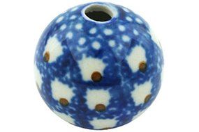 Polish Pottery Bead 1-inch Brown Eyed Peacock N4