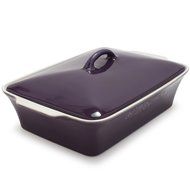 Sur La Table Purple Oven-to-Table Rectangular Stoneware Baker MCG3212 PUR , with Lid