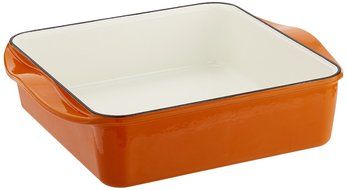 Mario Batali 826688 Enameled Cast Iron Square Baker, 9-Inch, Persimmon N3