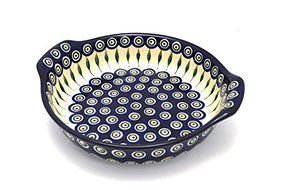Polish Pottery Baker - Round with Grips - Large - Peacock