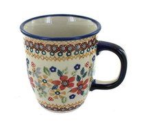 Polish Pottery Red Daisy Coffee Mug