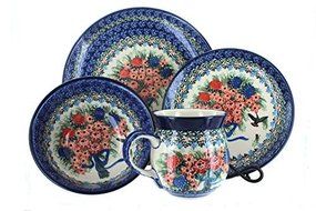 Polish Pottery Blush Bouquet 4-Piece Dinner Set